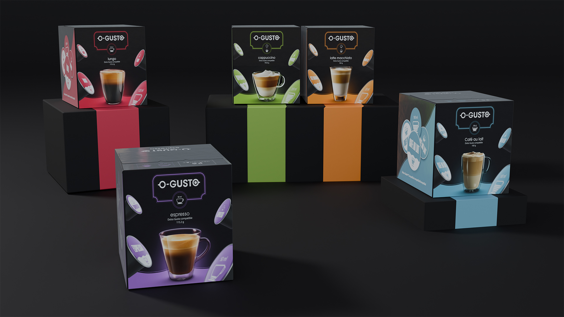 Cantata O-Gusto espresso coffee packaging design with modern branding